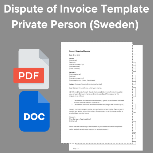 Dispute of Invoice Template - Private Person (Engelska)