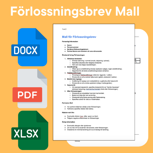 Mall för Förlossningsbrev - Word/PDF/Excel Juridiskt Bindande Dokument