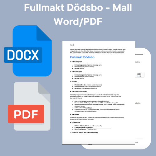 Fullmakt Dödsbo Mall - Word/PDF