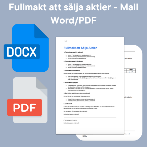 Fullmakt att sälja aktier Mall - Word/PDF