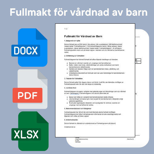 Power of Attorney Custody of Children Template - Word/PDF/Excel