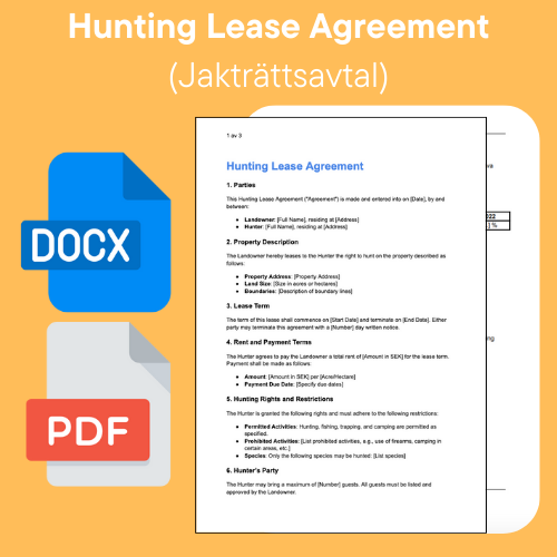 Hunting Lease Agreement English Template Word/PDF (Hunting Lease Agreement English)