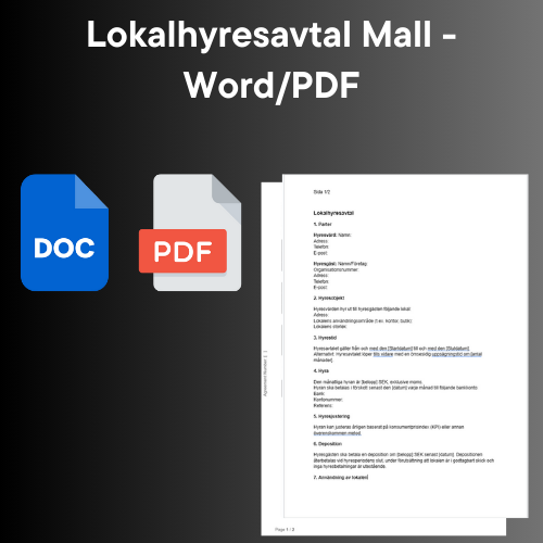 Lokalhyresavtal Mall - Word/PDF
