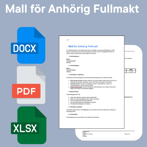 Mall för Anhörig Fullmakt - Word/PDF/Excel