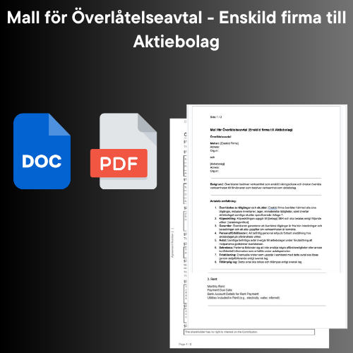 Template for Transfer Agreement - Sole proprietorship to Joint Stock Company