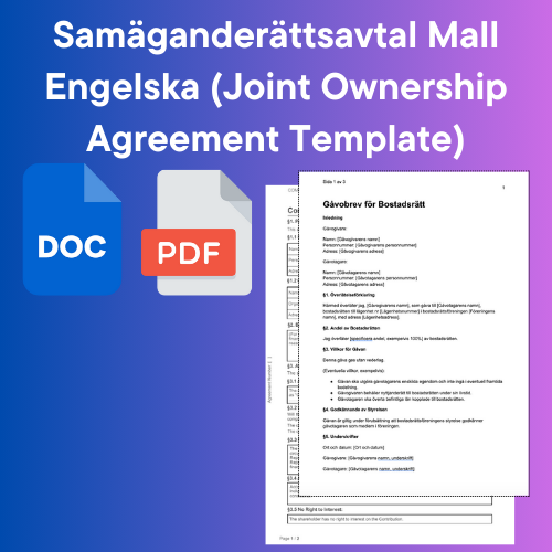 Joint Ownership Agreement Template English (Joint Ownership Agreement Template)