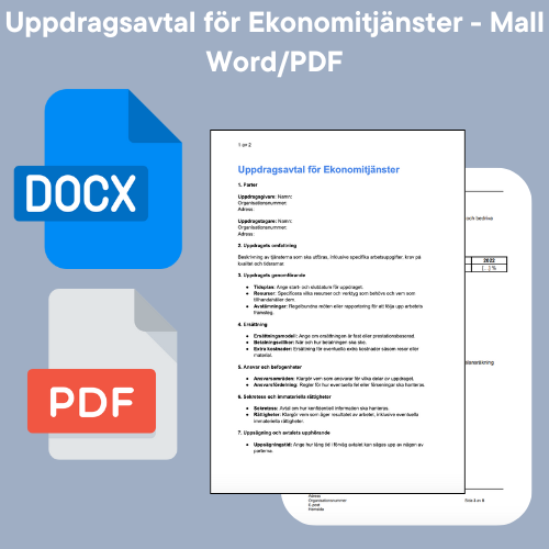 Uppdragsavtal för Ekonomitjänster Mall - Word/PDF