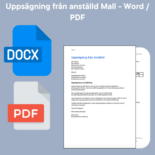 Uppsägning från anställd Mall - Word/PDF
