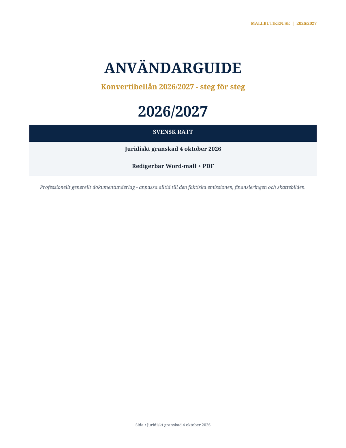 Användarguide till Konvertibellån 2026/2027 steg för steg