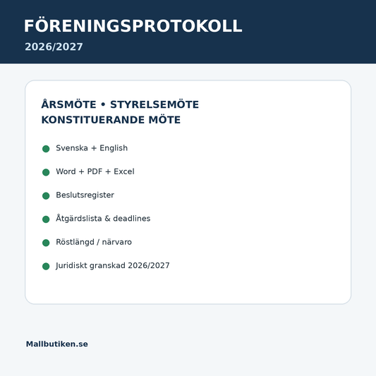 Föreningsadministration med stadgar, medlemsregister, årsmöte och protokoll