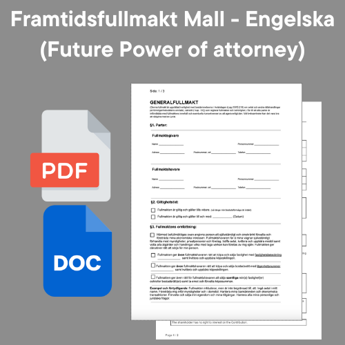 Framtidsfullmakt på engelska Future Power of Attorney enligt svensk rätt