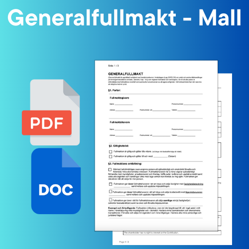 Generalfullmakt med bred behörighet enligt svensk avtalsrätt