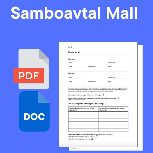 Samboavtal enligt sambolagen – mall i Word och PDF