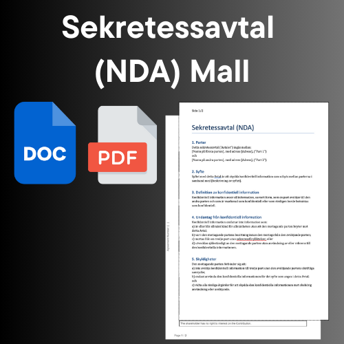 Sekretessavtal NDA mellan företag för konfidentiell information och företagshemligheter