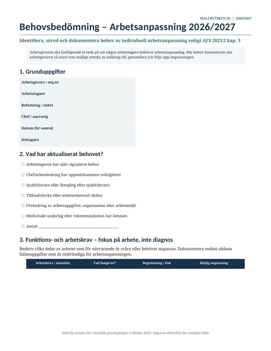 Arbetsanpassning och rehabilitering – arbetsgivarens ansvar 2026