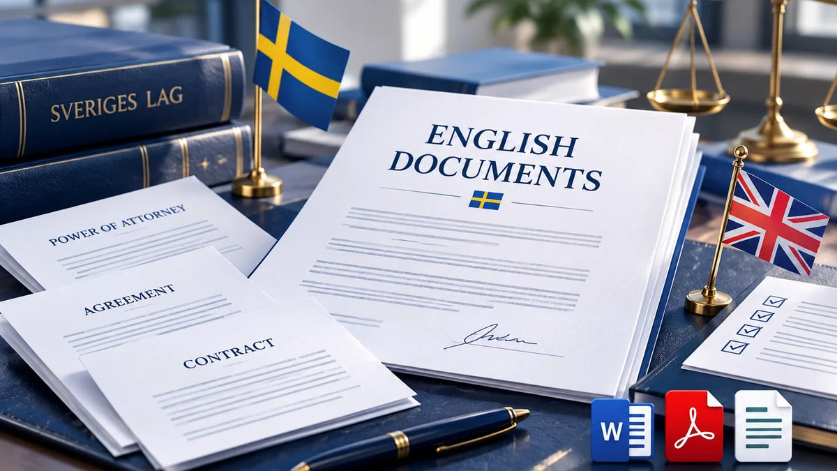 Engelska juridiska dokumentmallar enligt svensk rätt – avtal och fullmakter i Word och PDF