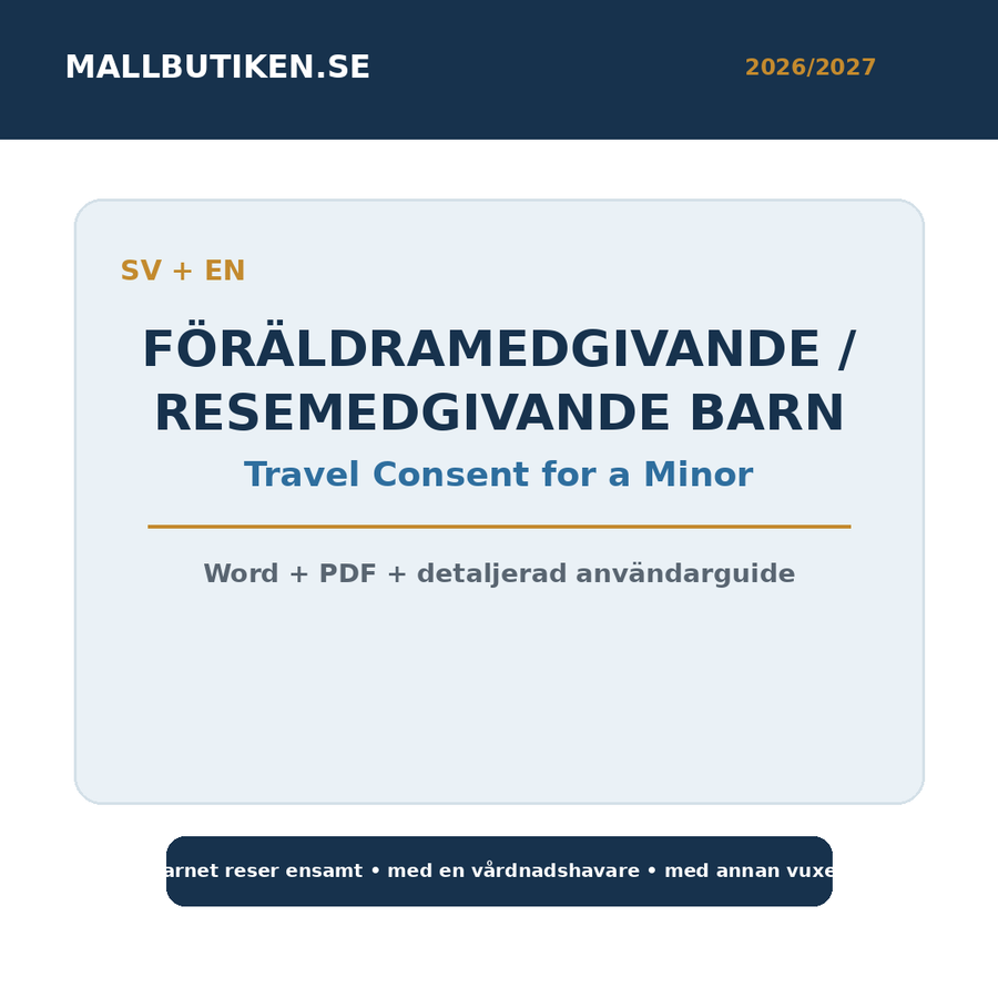 Resemedgivande och föräldramedgivande för barn 2026/2027