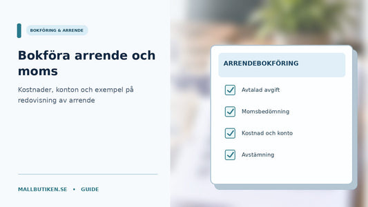 Bokföringshandling och kalkylator för arrendeavgift, kostnad och moms