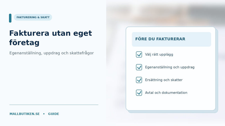 Fakturering som privatperson med dator, faktura, kalkylator och skatteunderlag