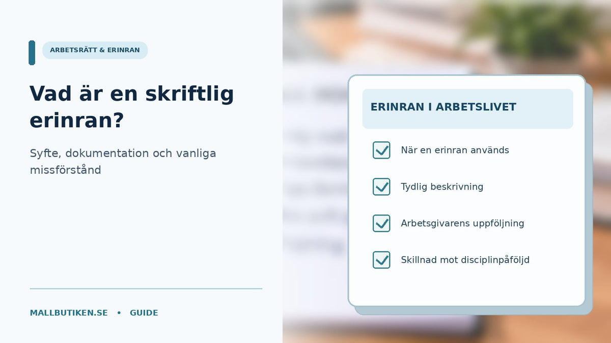 Skriftlig erinran i arbetsrätten med arbetsgivarens checklista och förtydligande av syfte