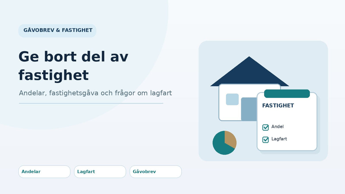 Illustration av gåva av fastighetsandel med hus och gåvobrev