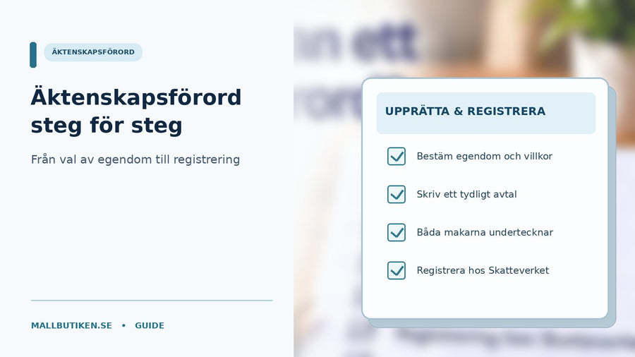 Äktenskapsförord steg för steg med underskrifter och registrering hos Skatteverket
