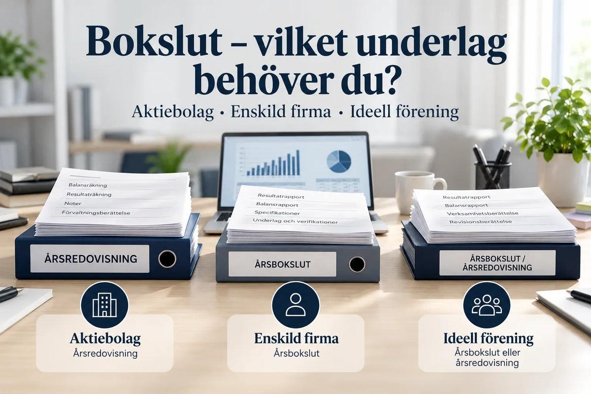 Bokslut och rätt årsavslut för aktiebolag, enskild firma och ideell förening – jämförelse av årsredovisning och årsbokslut