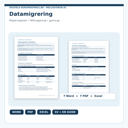 Datamigrering och systembyte – migreringsplan, Go/No-Go i Word och PDF