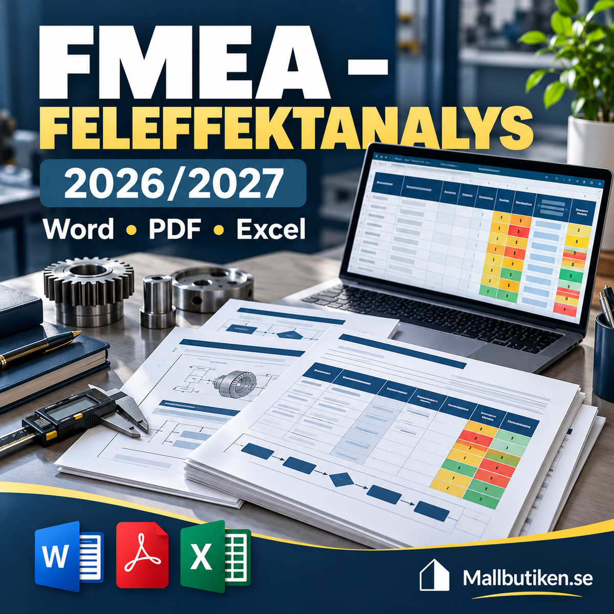 FMEA feleffektanalys 2026 2027 dokumentpaket Word PDF Excel riskanalys process
