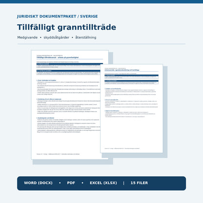Tillfälligt tillträdesavtal grannfastighet – 15 verkliga Word PDF Excel-filer