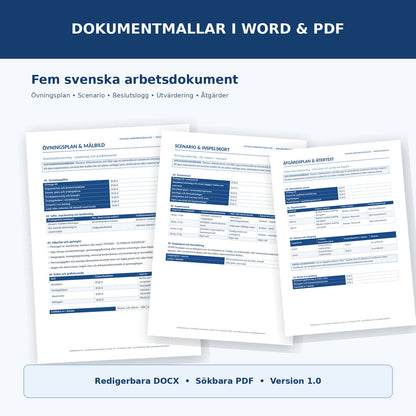 Verkliga förhandsvisningar av övningsplan, scenario och åtgärdsplan i Word/PDF