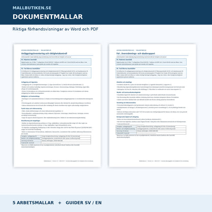 Dagvatten – anläggningsinventering och felrapport, verkliga Word- och PDF-sidor