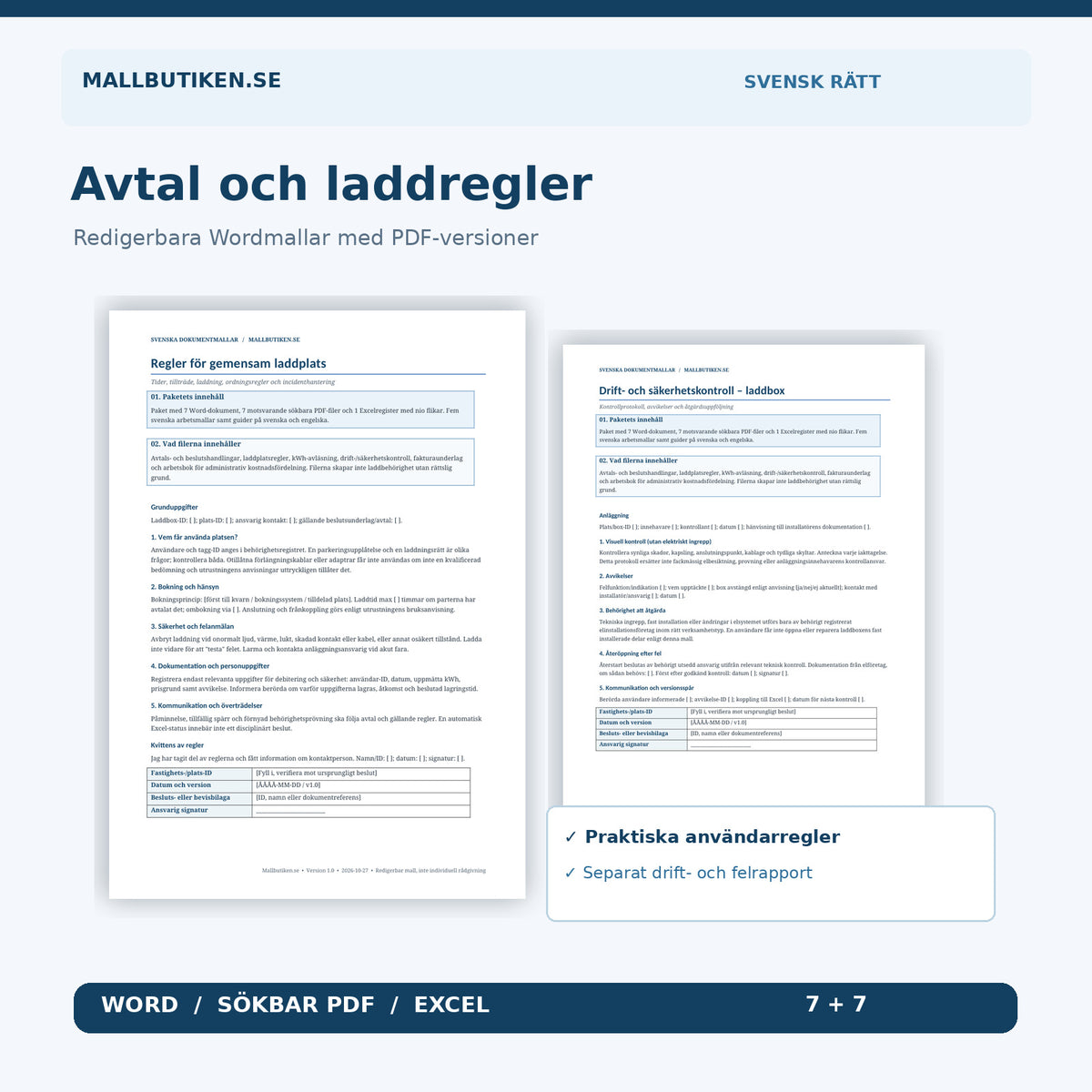 Regler för gemensam laddplats och driftkontroll, faktisk Word- och PDF-förhandsvisning
