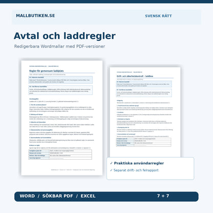 Regler för gemensam laddplats och driftkontroll, faktisk Word- och PDF-förhandsvisning