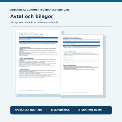 Medgivande och skyddsplan – verklig dokumentförhandsvisning av tillträdesavtal