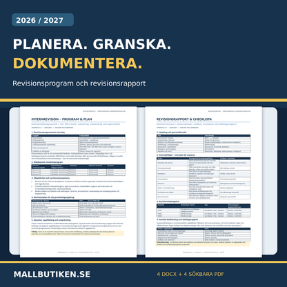 Revisionsprogram revisionsplan revisionschecklista internrevisionsrapport Word PDF