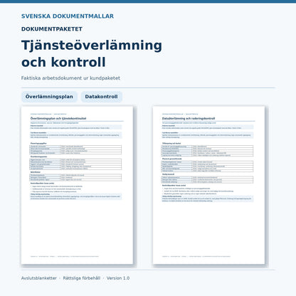 Överlämningsplan och dataåterlämning – faktiska Word- och PDF-dokument i paketet