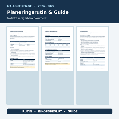 Materialplaneringsrutin, inköpsbeslut och svensk användarguide Word och PDF