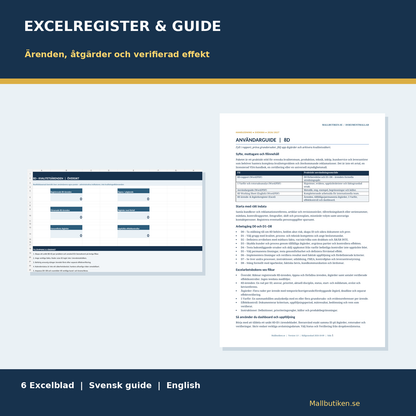 8D Excel ärenderegister åtgärdsuppföljning effektkontroll och svensk guide
