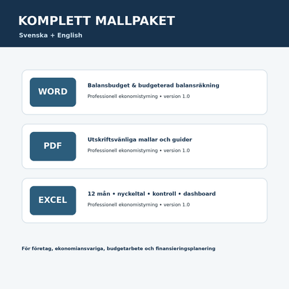 Balansbudget Word PDF Excel – svenska och engelska