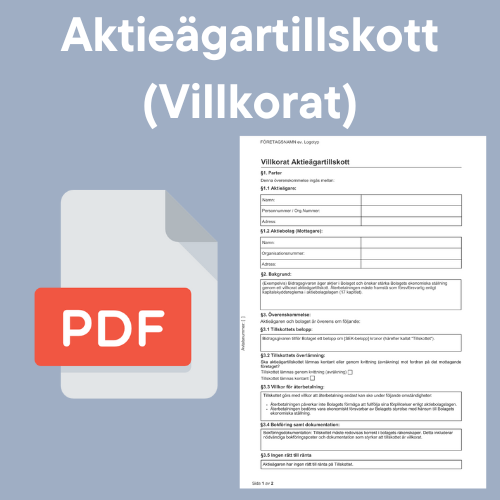 Mall för Aktieägartillskott (Villkorat) i PDF-Format.