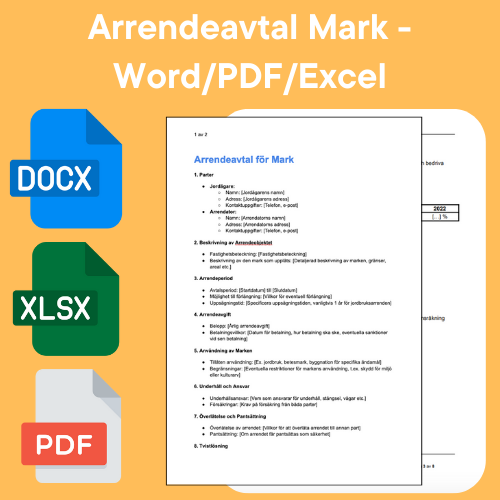 نموذج علامة اتفاقية الإيجار - Word/PDF/Excel