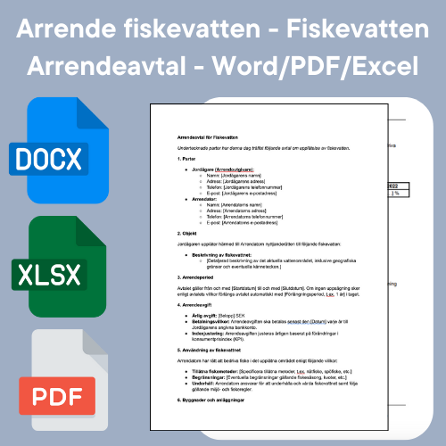 إيجار مياه الصيد - اتفاقية إيجار مياه الصيد - Word/PDF/Excel