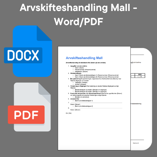 Arvskifteshandling Mall - Word/PDF ikoner