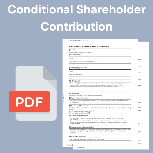 Conditional Shareholder Contribution Template with PDF-format Icon.