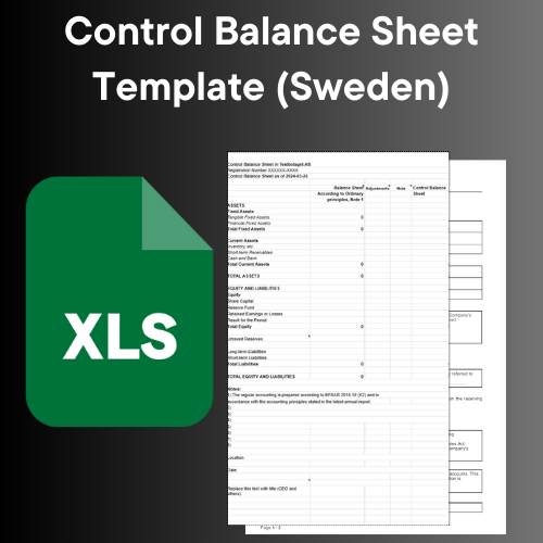 Control Balance Sheet Template with Excel Icon.