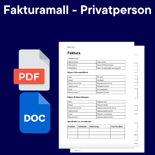 Gratis Fakturamall Privatperson - PDF/DOC För Nedladdning – Mallbutiken