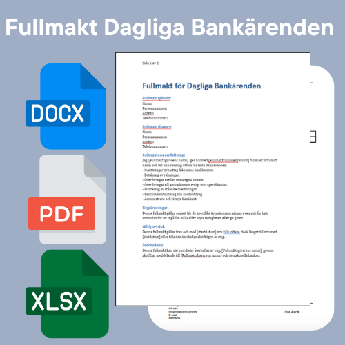 نموذج التوكيل اليومي للمسائل المصرفية - Word/PDF/Excel