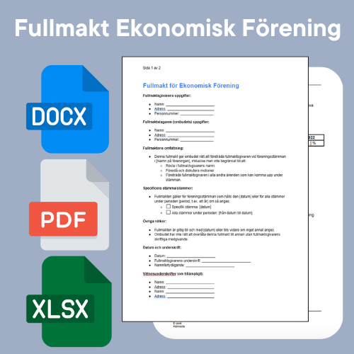 نموذج توكيل رسمي للجمعية الاقتصادية - Word/PDF/Excel