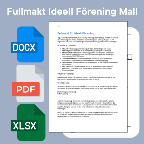 نموذج توكيل رسمي لجمعية غير ربحية - Word/PDF/Excel